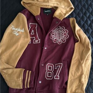 Aeropostale Maroon Jacket with Tan Hood